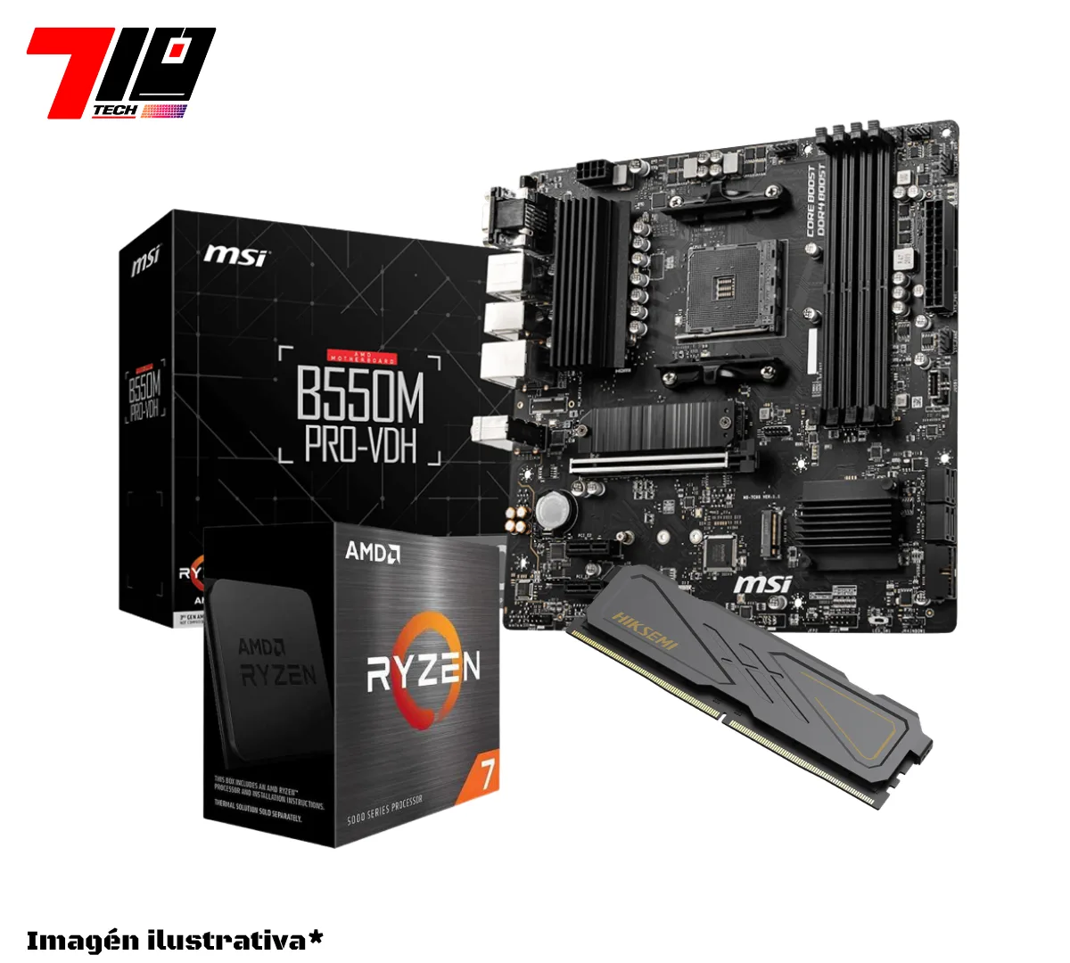 Procesador Ryzen 7 5700x + Mother Msi B550m Pro Vdh Ddr4 Am4 + 16gb Ram Ddr4