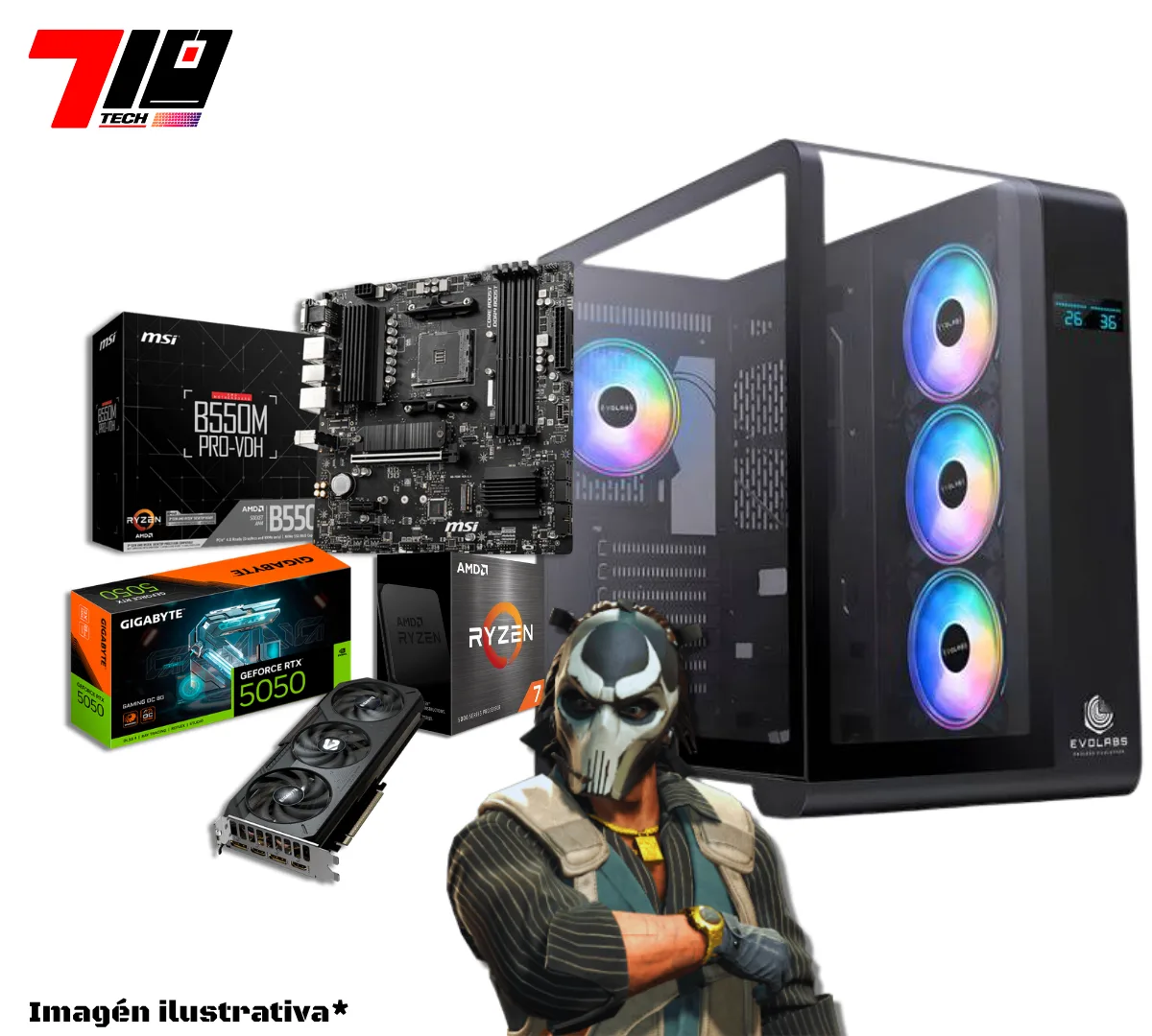 Pc Gamer Am4 Ryzen 7 5700 + Rtx 5050 8gb + 16gb Ram