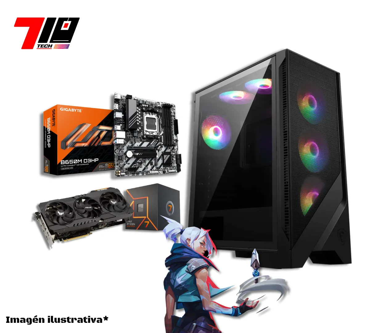 Pc Gamer Am5 Ryzen 7 7700 + Rtx 3080 10gb + 32gb Ram