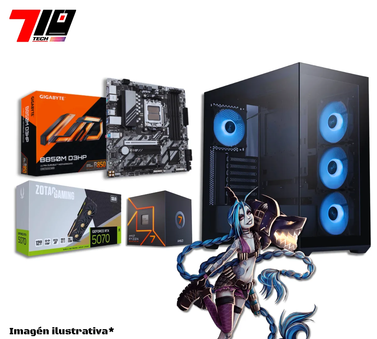 Pc Gamer Am5 Ryzen 7 7700 + Rtx 5070 12gb + 32gb Ram