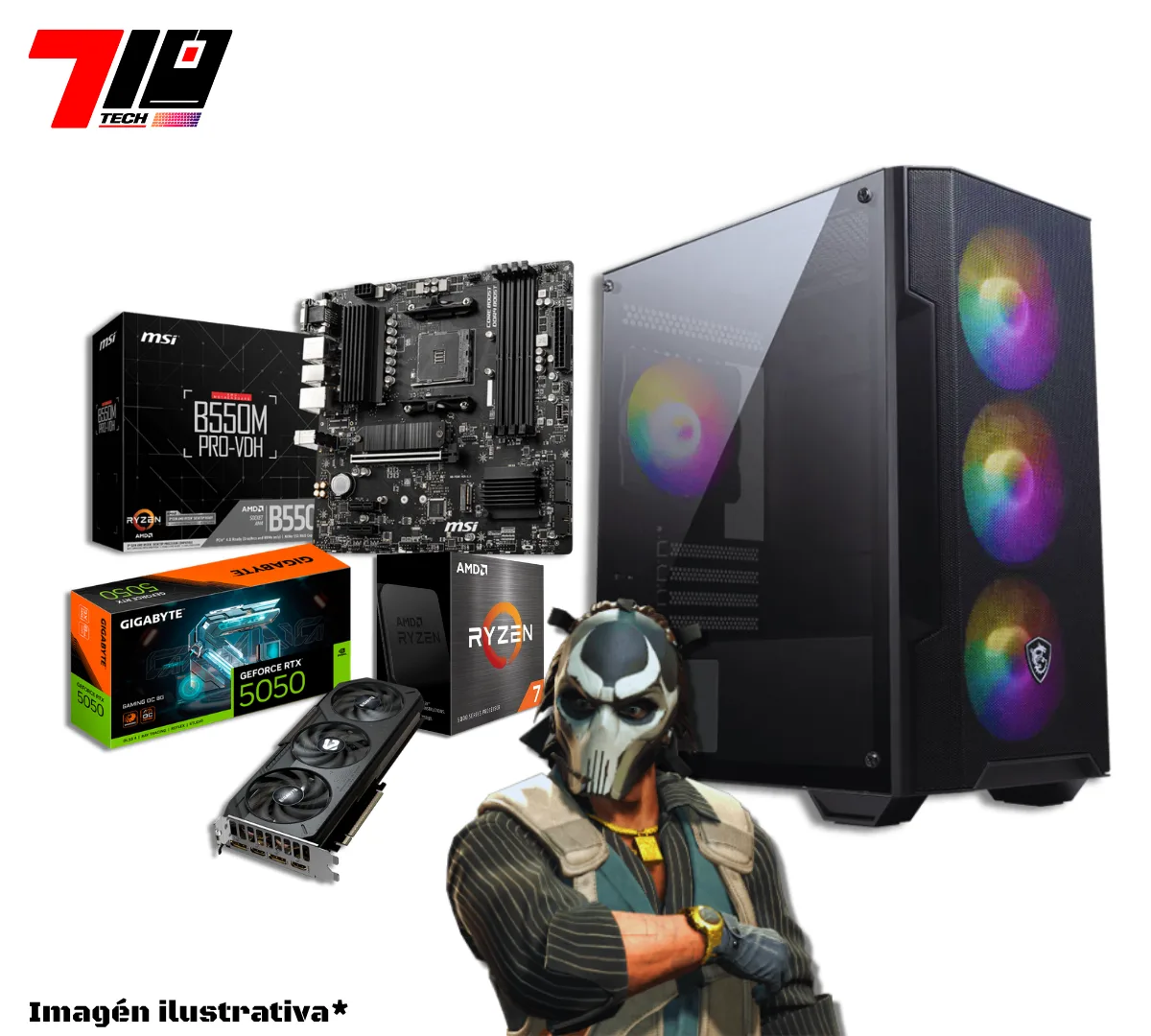 Pc Gamer Am4 Ryzen 7 5700 + Rtx 5050 8gb + 16gb Ram
