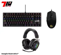 Combo Gamer Mouse G203 Black + Teclado M87 Black + Auricular Inferno 7.1 Black