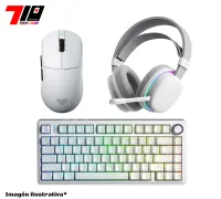 Combo Aula Mouse V9 + Teclado F75 + Auricular G7 White