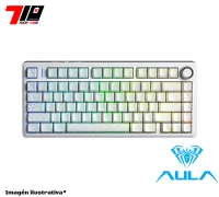 Teclado Aula F75 White Contour Line Wireless 75-por-ciento Rgb Mecanico