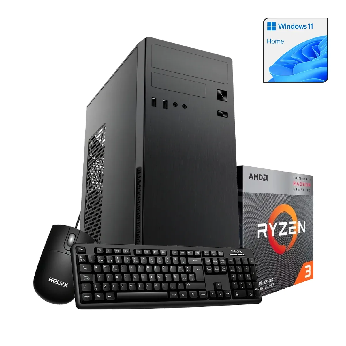 Pc Kelyx AMD Ryzen 3-3200G 8Gb SSD M.2 256G Licencia W11 Home