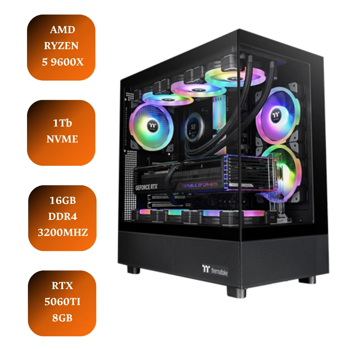 Pc Gamer Amd Ryzen 5 9600x | 16Gb Ddr5 | 1Tb Nvme | Rtx 5060Ti 8Gb | 650W