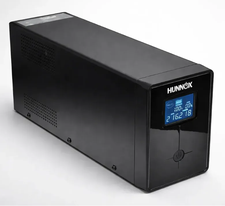 Estabilizador Profesional Hunnox 1200va Con Ups Lcd Negro