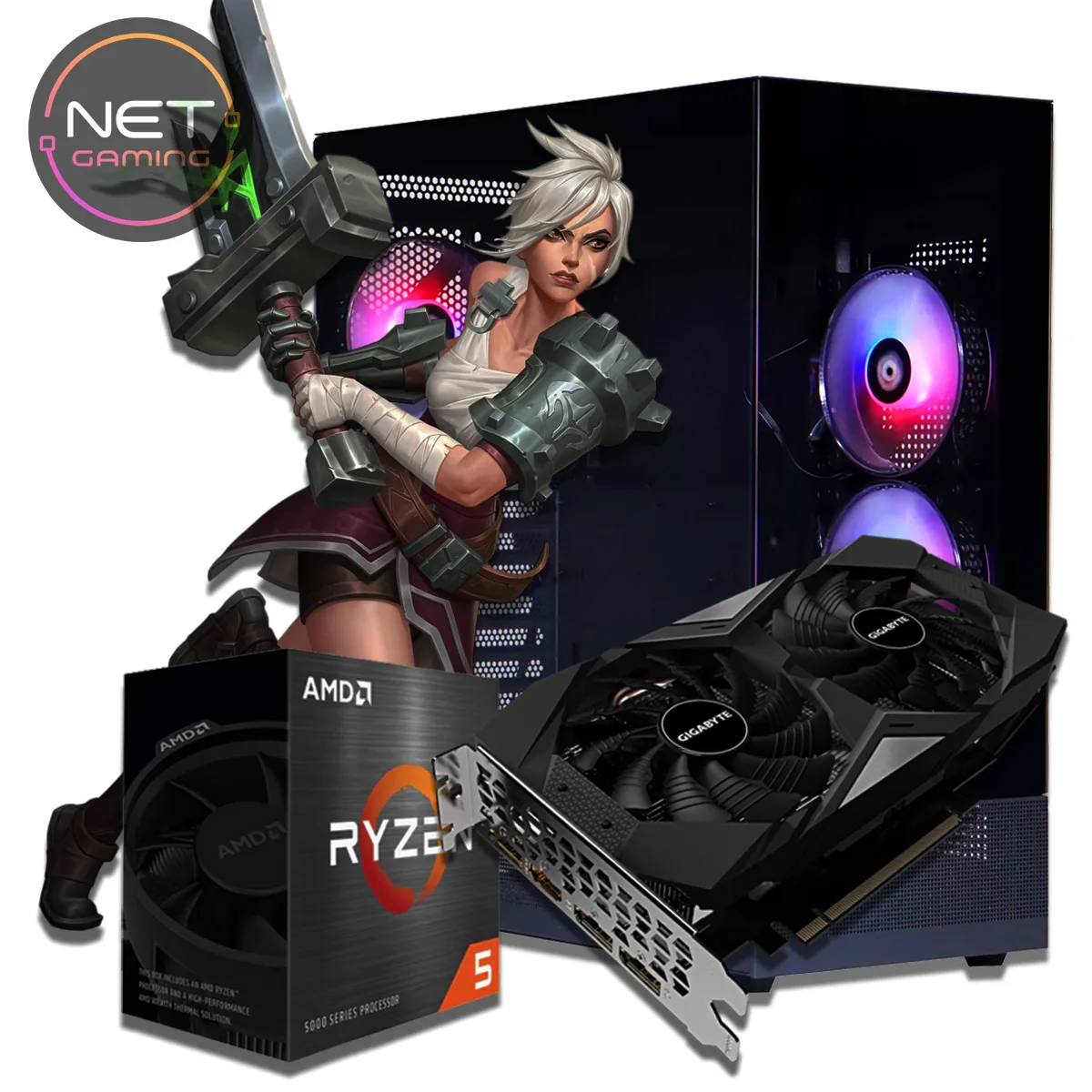 PC Gamer AMD Ryzen 5 5500 3.6 GHZ - 16 GB DDR4 - SSD 1 TB  - RTX 3050 8 GB