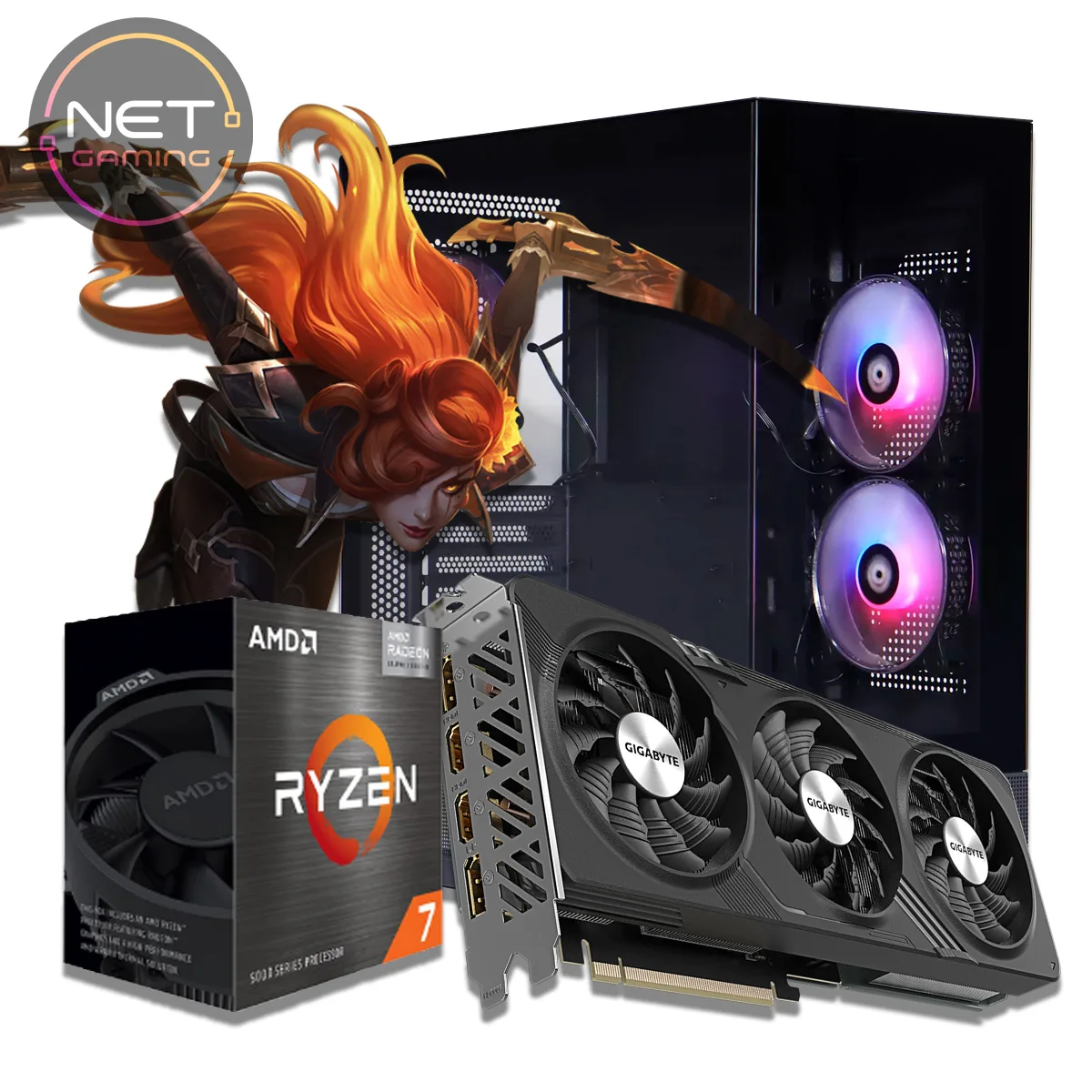 PC Gamer Amd Ryzen 7 8700F + 32 GB DDR5 + RTX 5060 8 GB + SSD 1 TB M2