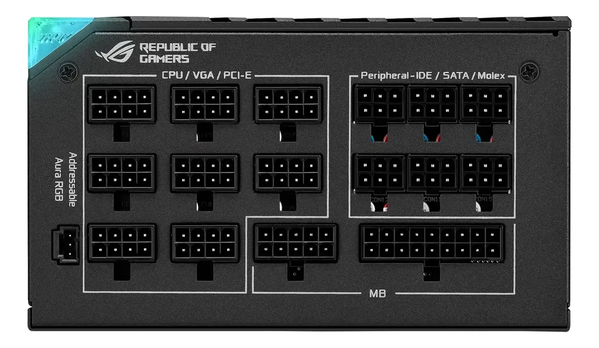 FUENTE ASUS ROG THOR 1000W GAMING ATX 3.1 PCIE 5.1 80 PLUS PLATINUM — foto 5