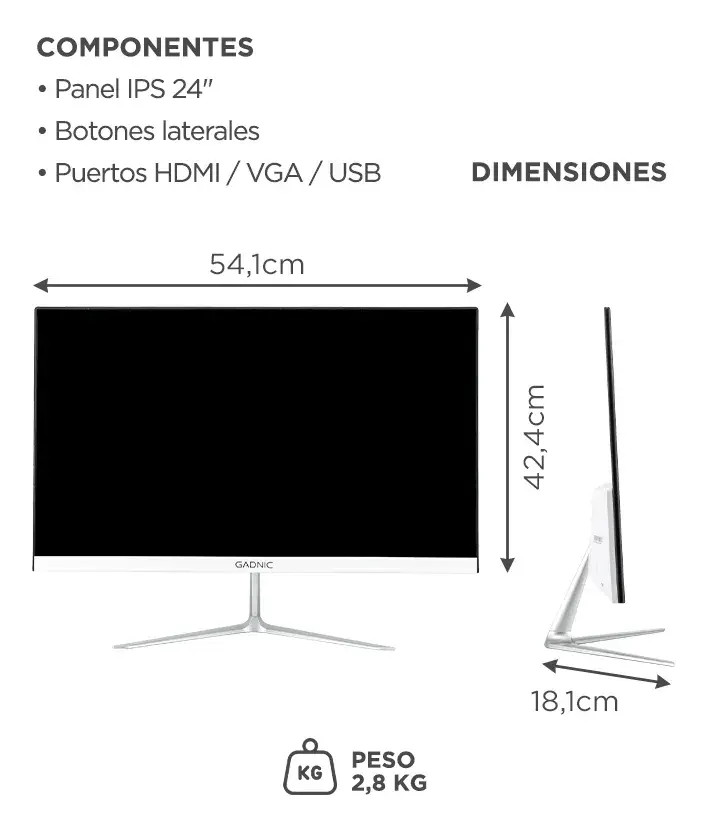 Monitor Gamer Gadnic FHD 180 Hz 24 Pulgadas