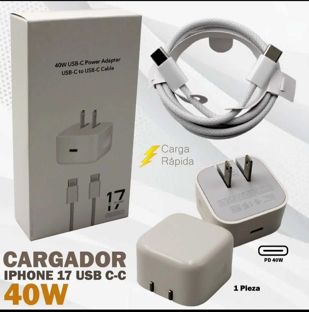 cargador para iphone 17 pro max 40w