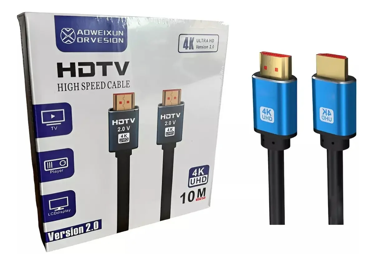 Cable Hdmi Uhd 4k 10mt 10,2gbps Dorado 24k Aoweixun Orvesion