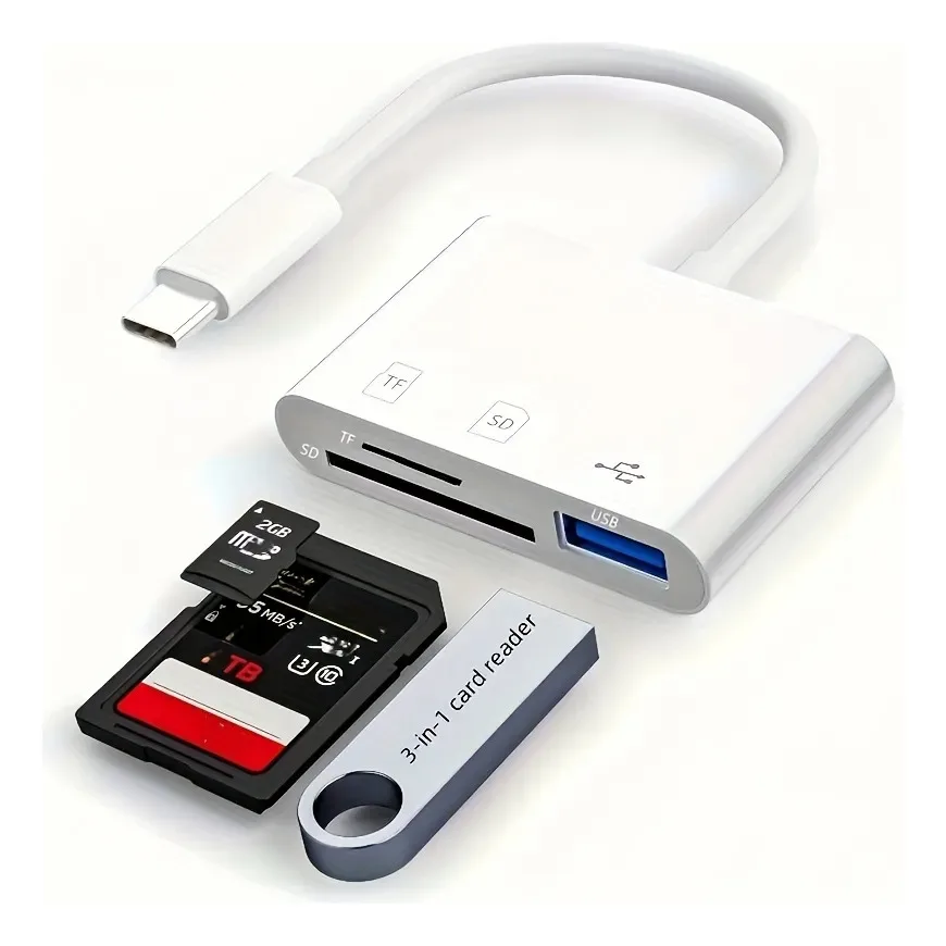 Lector 3 En 1 Usb C Para Tarjetas Sd Y Micro Sd card reader adapter