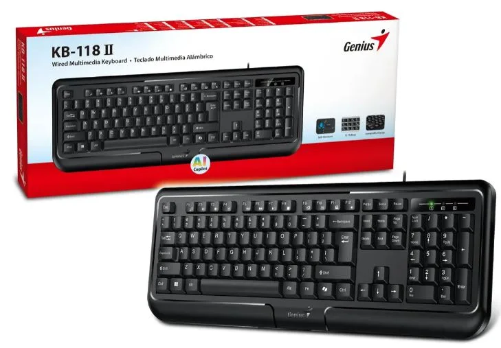 Teclado Genius Kb-118 Ii Black Usb Negro Español Negro Español España