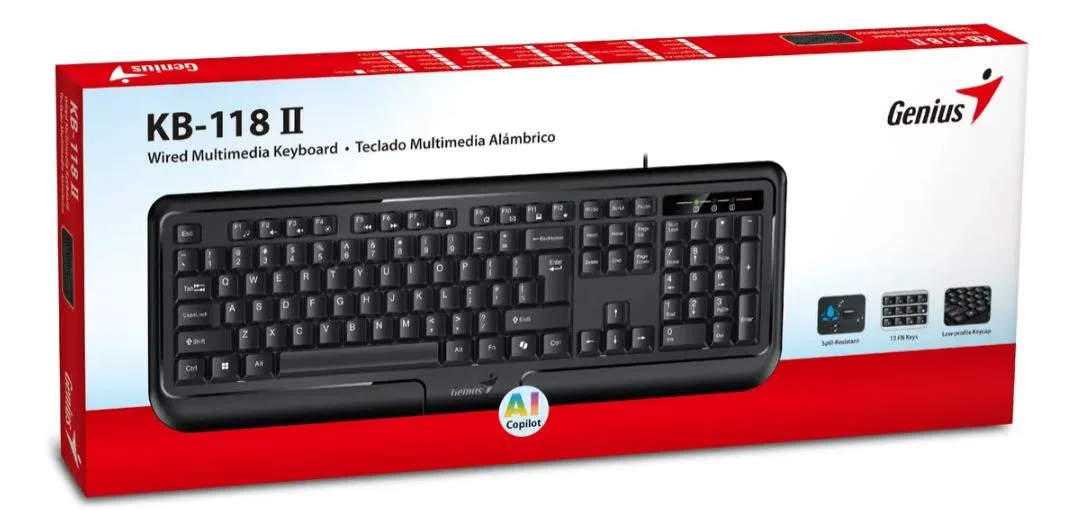 Teclado Genius Kb-118 Ii Black Usb Negro Español Negro Español España
