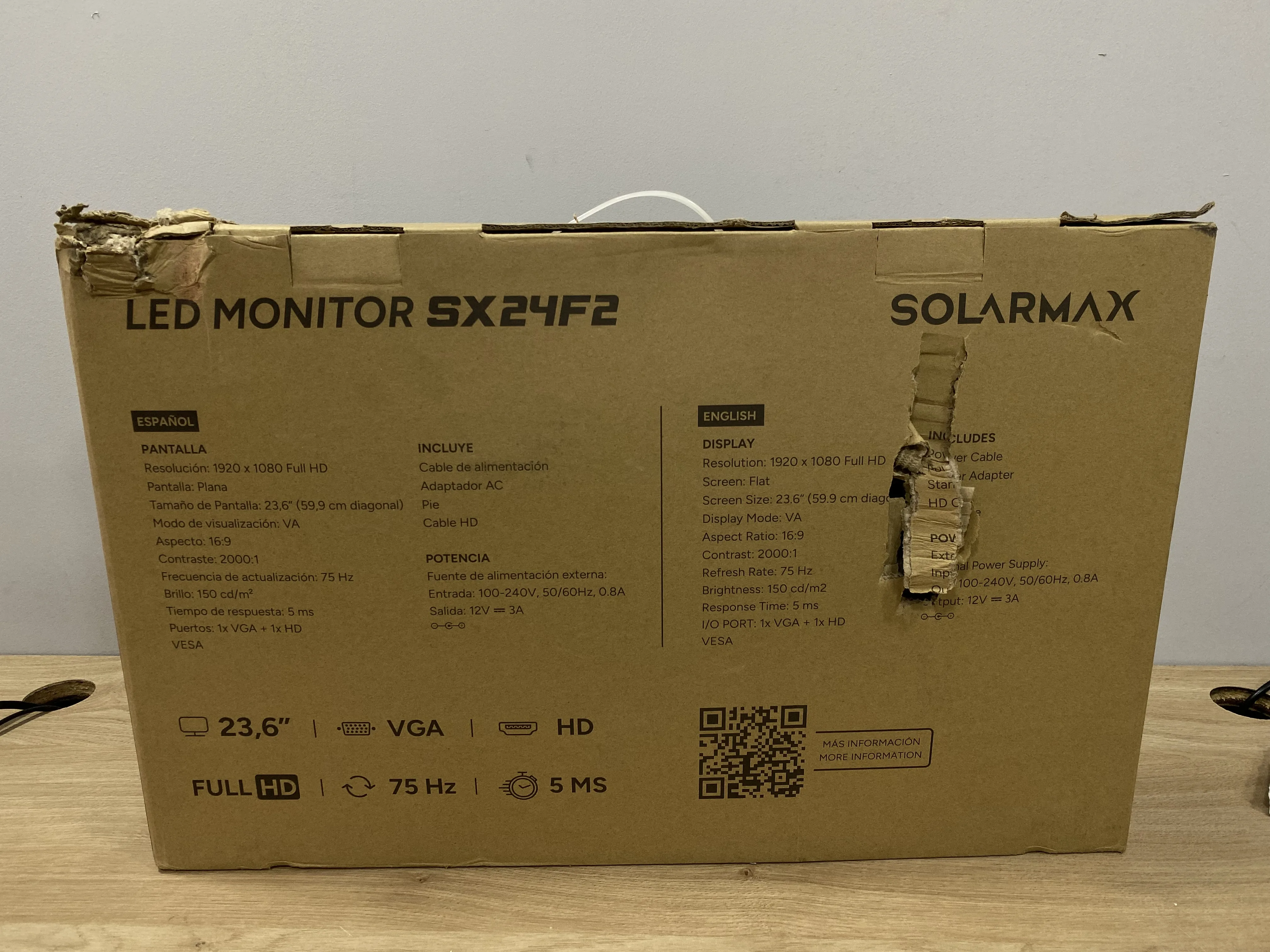 Monitor Solarmax Sx24f 24 Full Hd Hdmi Vga 5ms 75hz 2 (Outlet)