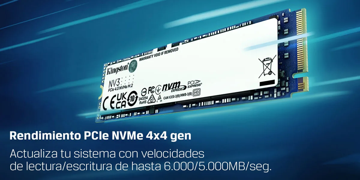 Disco Solido Ssd Kingston Nv3 Nvme PCIe 4.0 M2 500Gb 5000 Mb/s SNV3S/500G