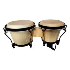 Bongo Percusion Madera Color Natural Bg1 Llave De Afinacion Natural