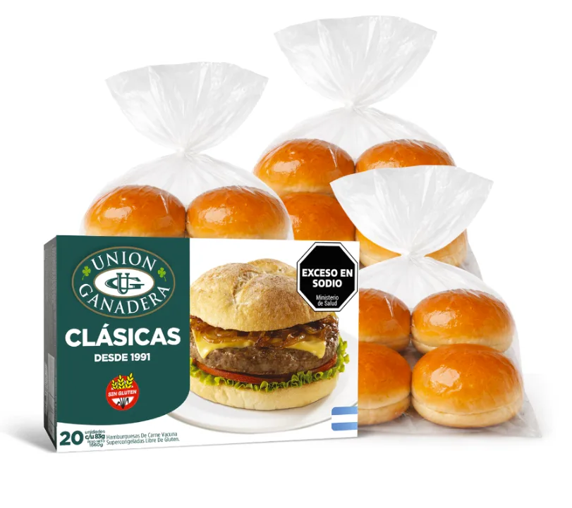 20 Hamburguesas Clásicas Unión Ganadera 83grs + Pan Brioche + Aderezo