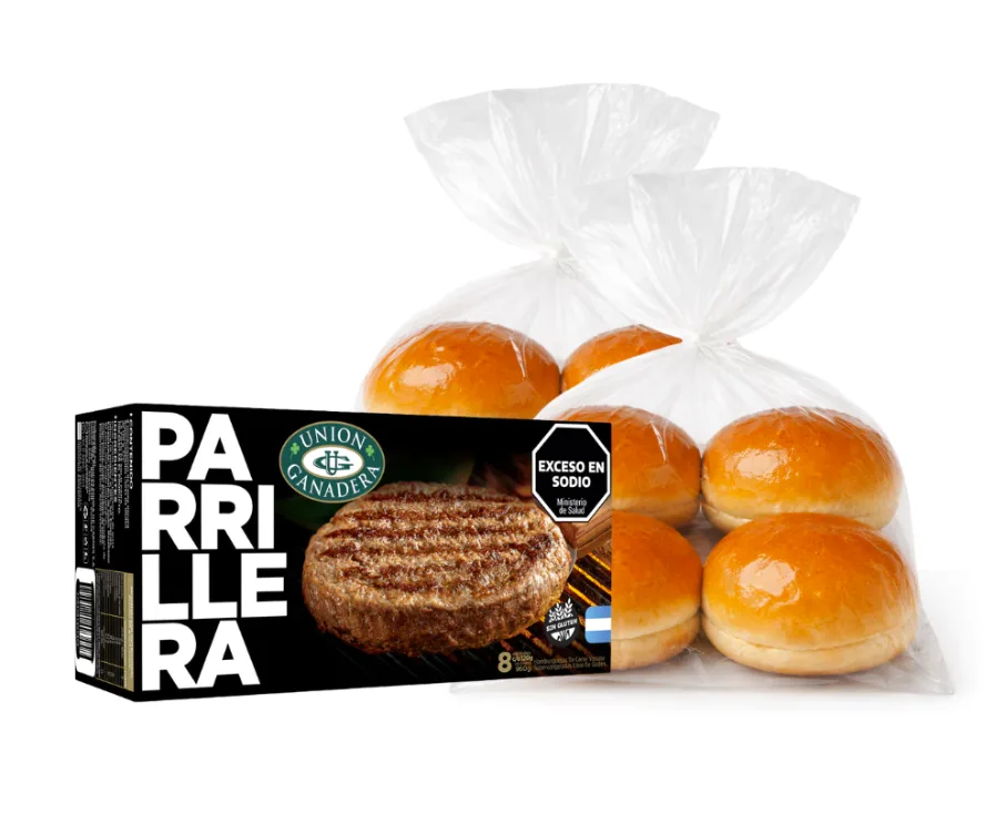 8 Hamburguesas parrilleras Unión Ganadera 120grs + Pan Brioche